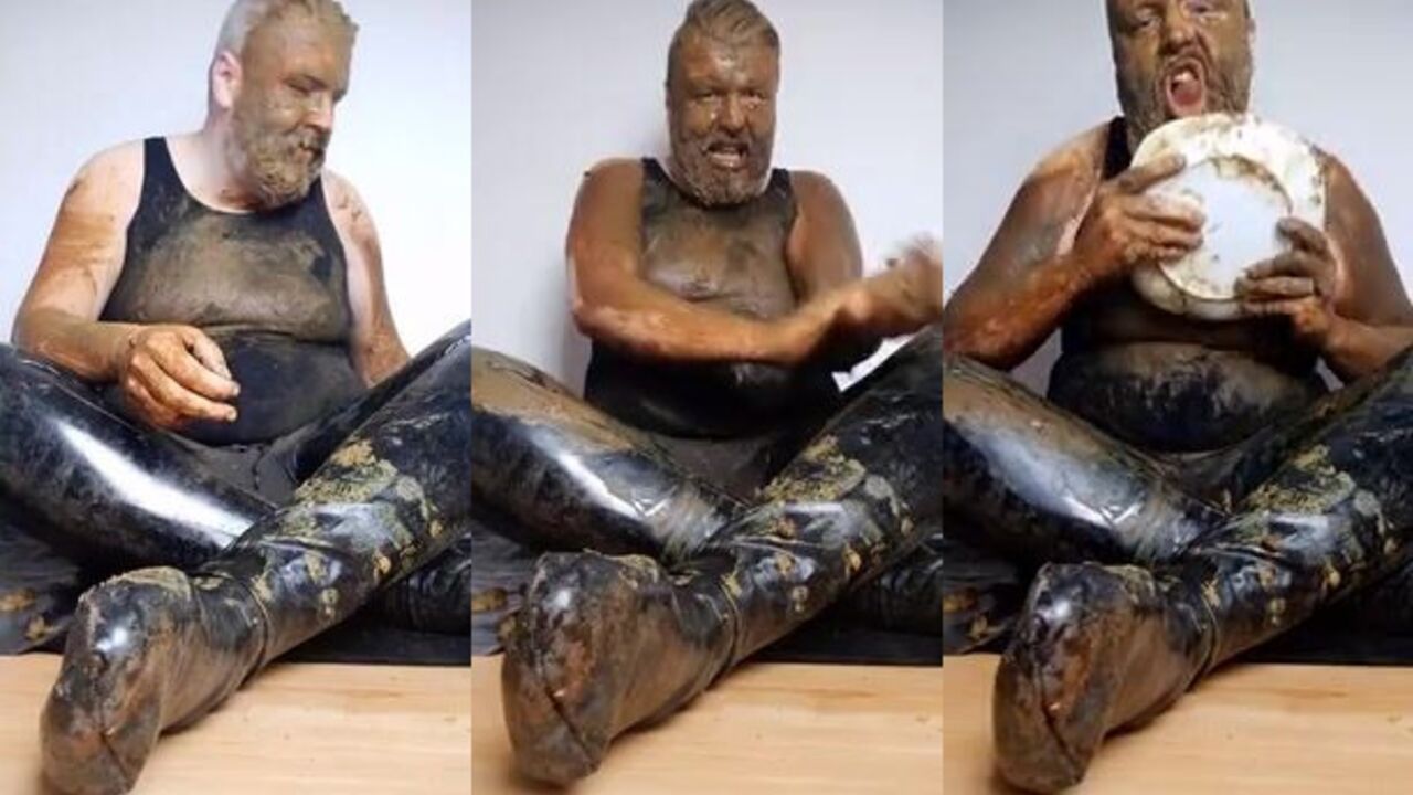 Watch this kinky chubby slut get her filthy mouth filled with scat and kv