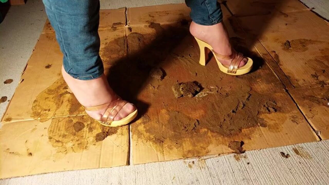 Naughty girl in pantyhose gets very mad at the dog in her filthy scat