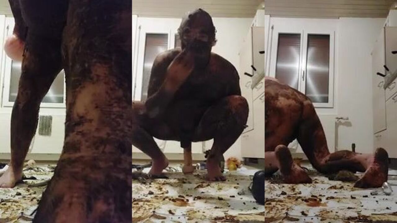 Watch this hot scat play with a dildo while getting her ass drilled hard