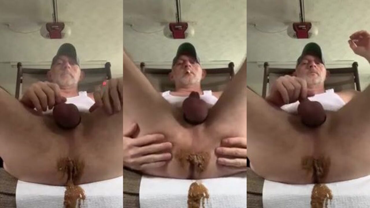 Watch this mature dude get down and dirty with his scat and pooping antics