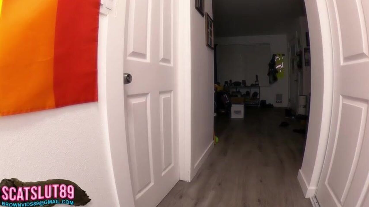 Watch this filthy slut desperately need to relieve herself while cleaning