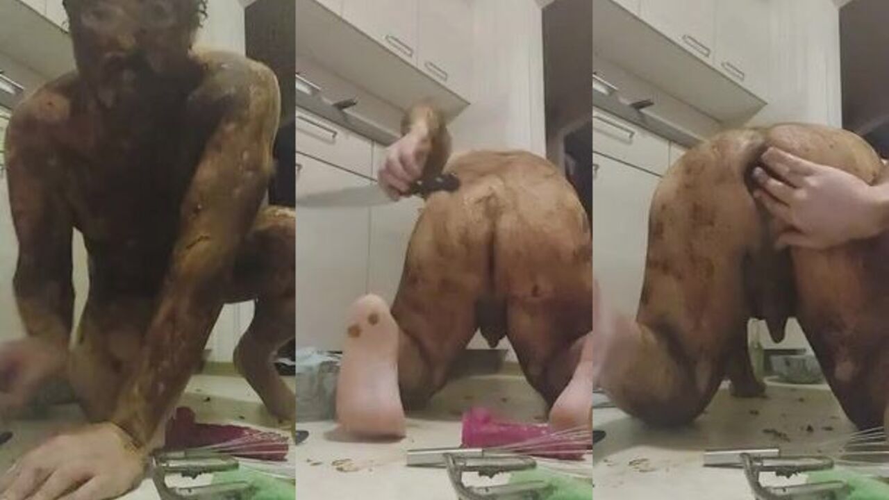 Watch this kinky lesbian get her ass stuffed with toys and scat while getting her ass licked and fucked hard