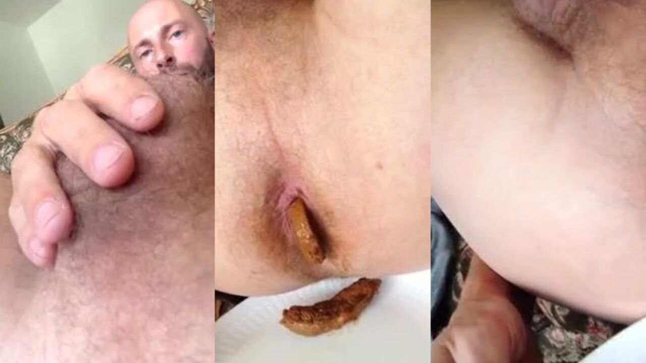 Get a close-up view of the scat of a hot guy as he licks it all up
