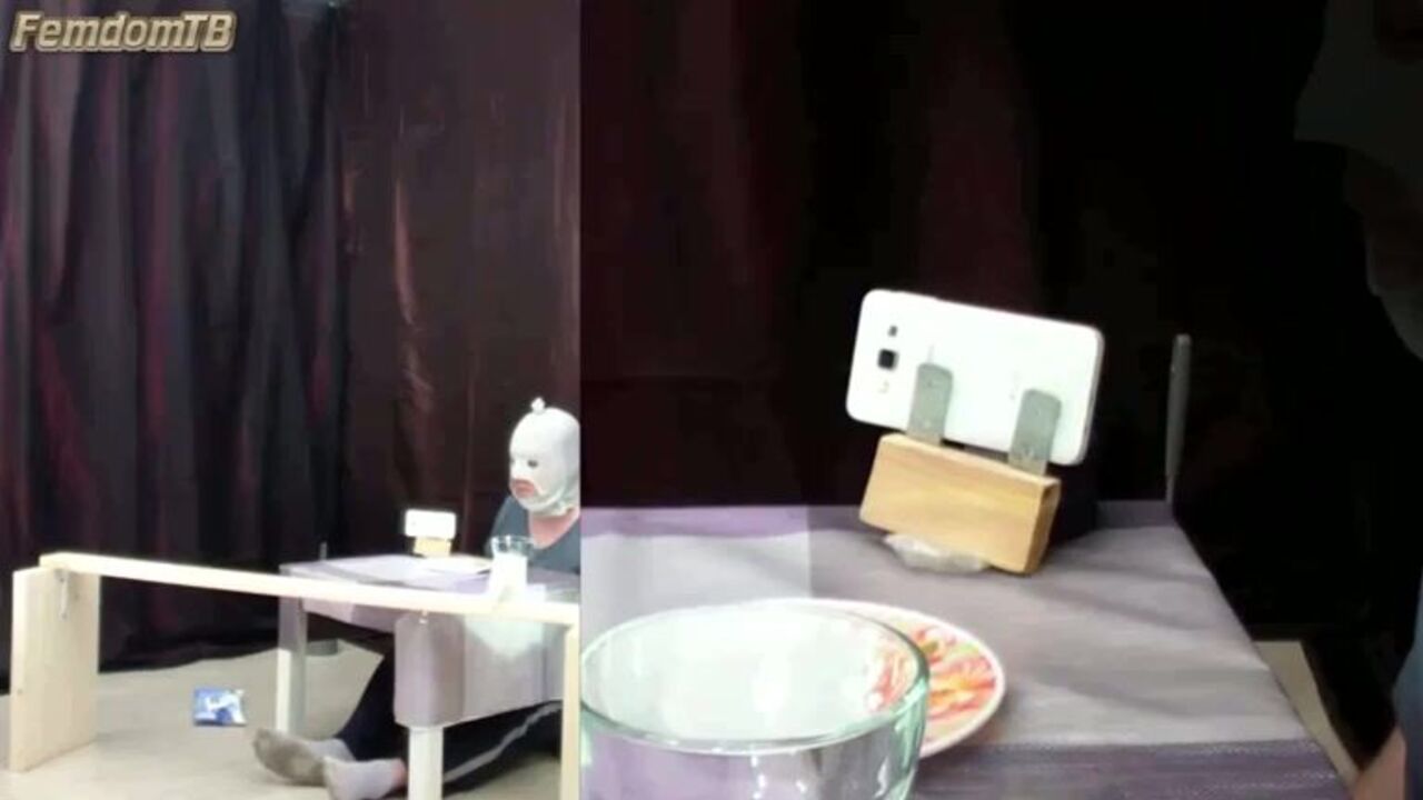 Two kinky mistresses make a tasty breakfast for their slave's delight