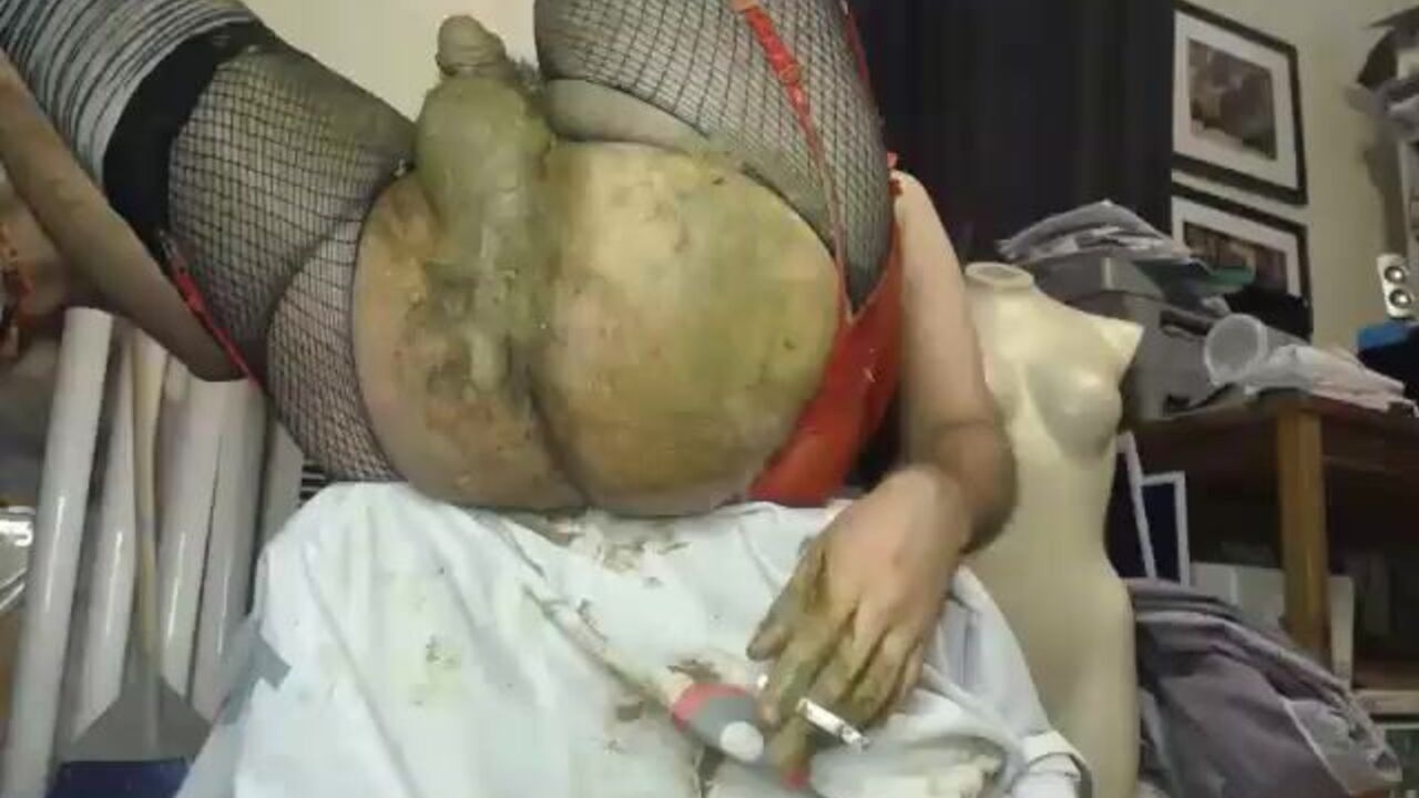 Lesbian crossdresser filthy loves satan's scat and smeared it all over her filthy body