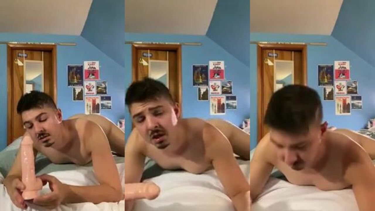 Watch this dirty boy get his scat puke dirty in a wild dildo play