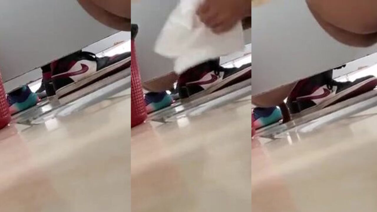 Solo scat-loving dude pounds the toilet with his squat toilet
