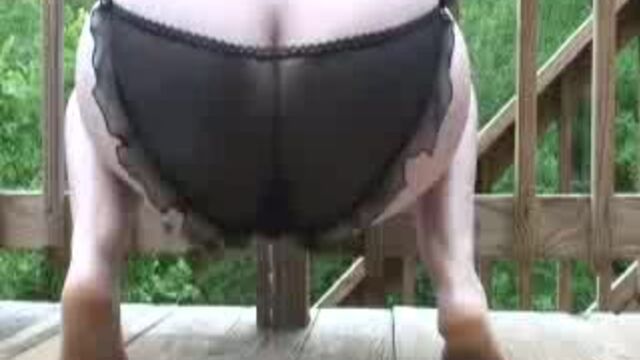 Pixie pooping lacy black panties