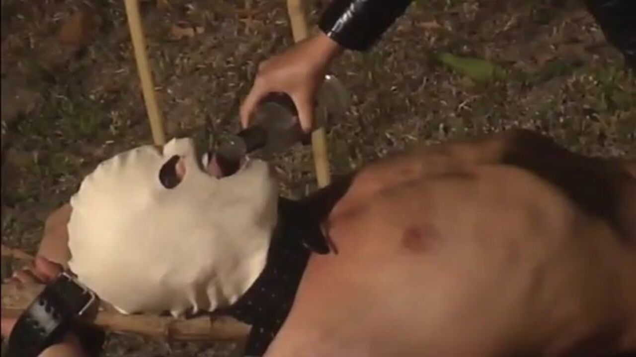 Kinky mistress feeds her male slave with scat & piss