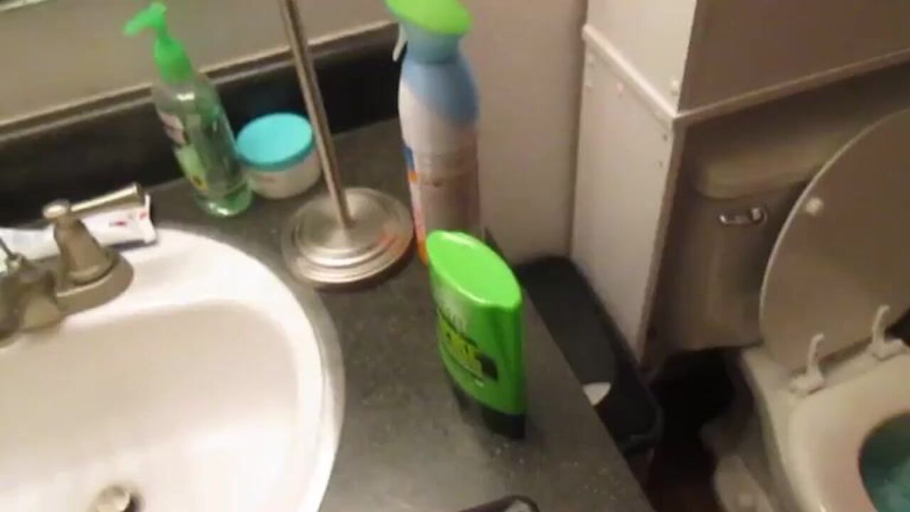 Redhead slut gets her clogged toilet filled with her own jizz