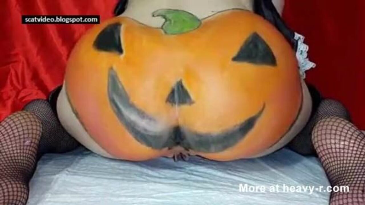 Get ready for a wild Halloween night of scat and pumpkin action with this freaky slut
