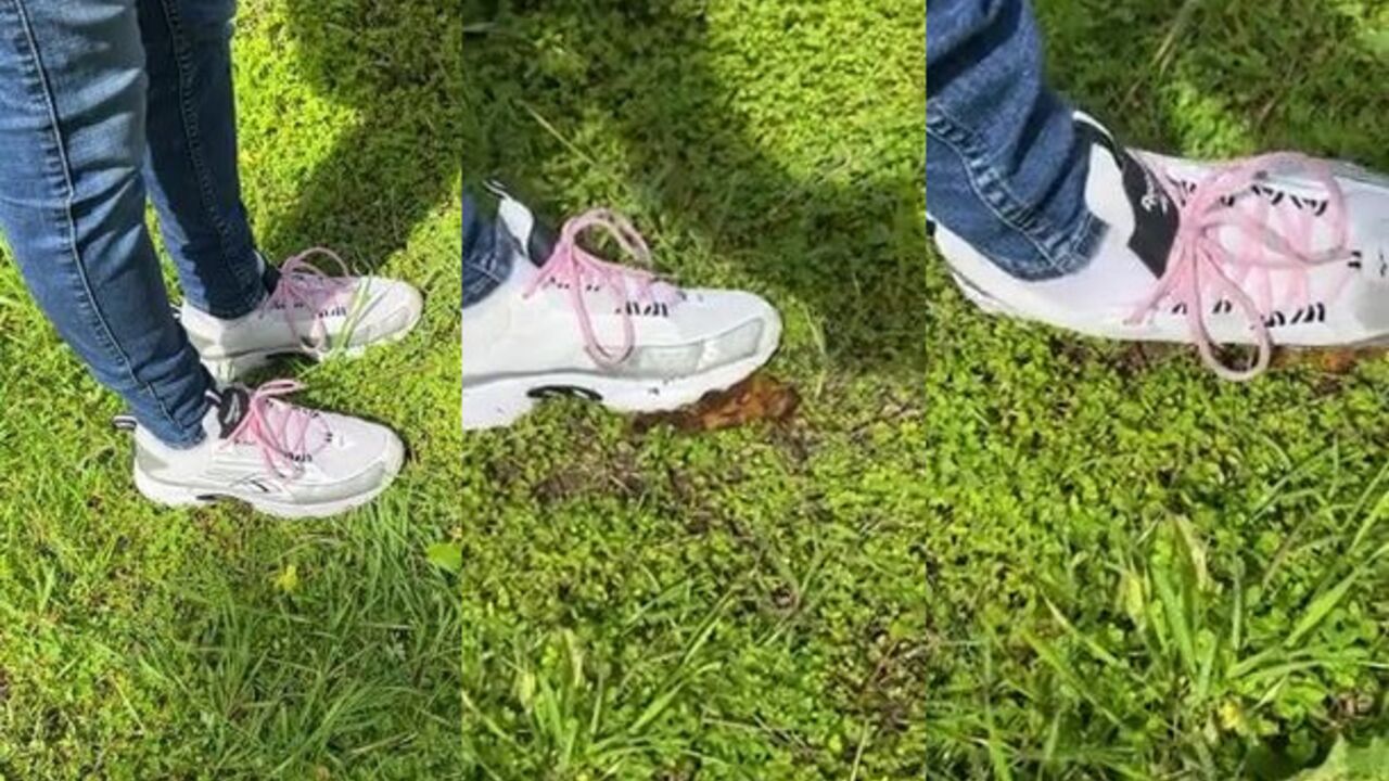 Sneakers-clad slut gets drenched in mud and mud-splattered mud