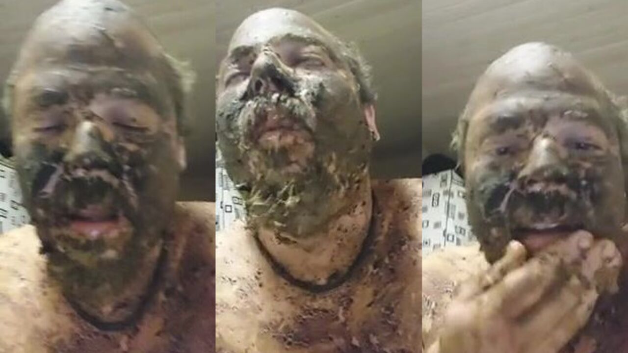 Watch me gobble up my own load in this steamy scat porn video