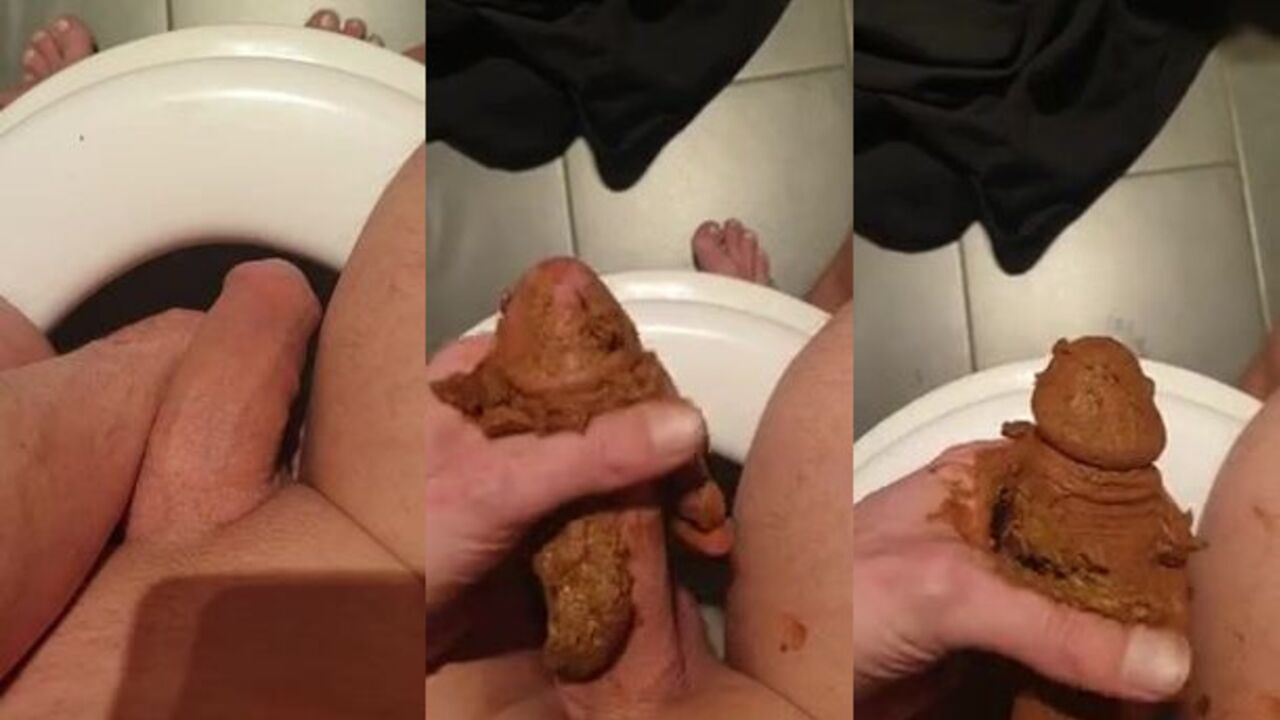 Dirty scat and filthy scat cock cleaning with a big dicktail