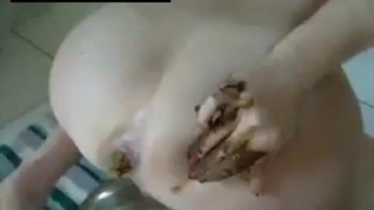 Watch this filthy wife devour her own scat with her mouth
