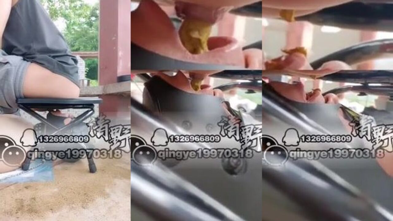 Watch this submissive slave devour fresh human excrement outside