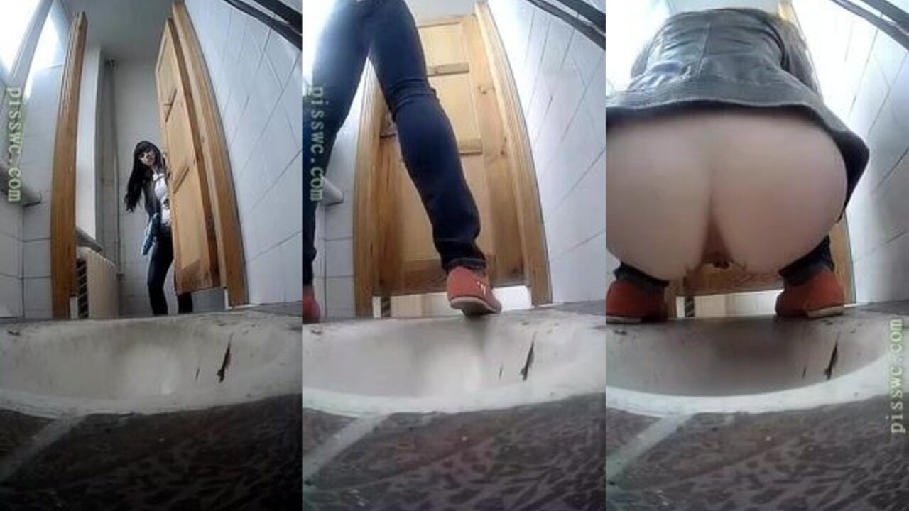 Watch this slutty teen get a public bathroom shitter