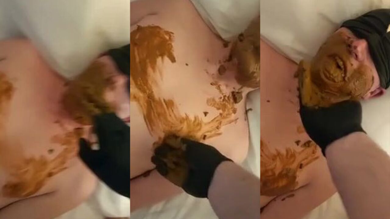 Watch this chubby dude get fed and scatted like a pig