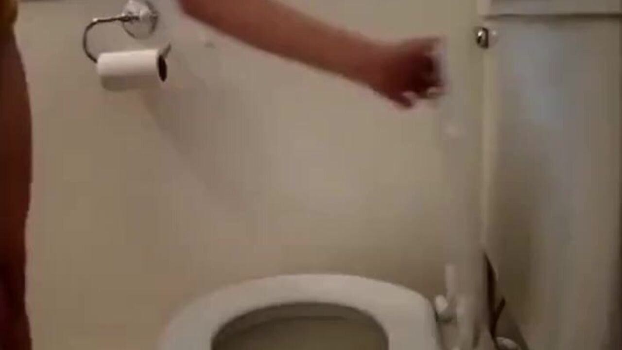 Watch as stupid slut struggles to take a load while her saggy nipples are exposed