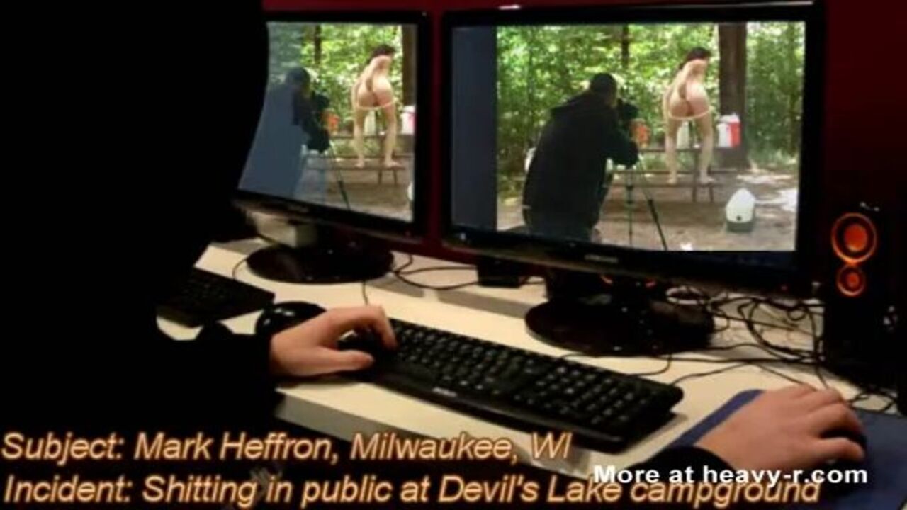 Mark Heffron records naked slave pooping in Devils Lake while getting a hard fuck from her master