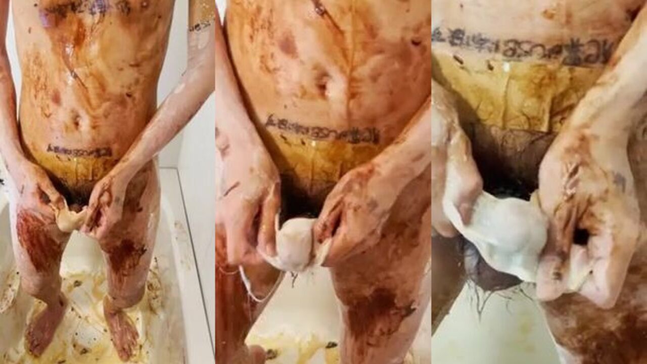 Part 2: Asian dude's messy masturbation with a cumshot finish