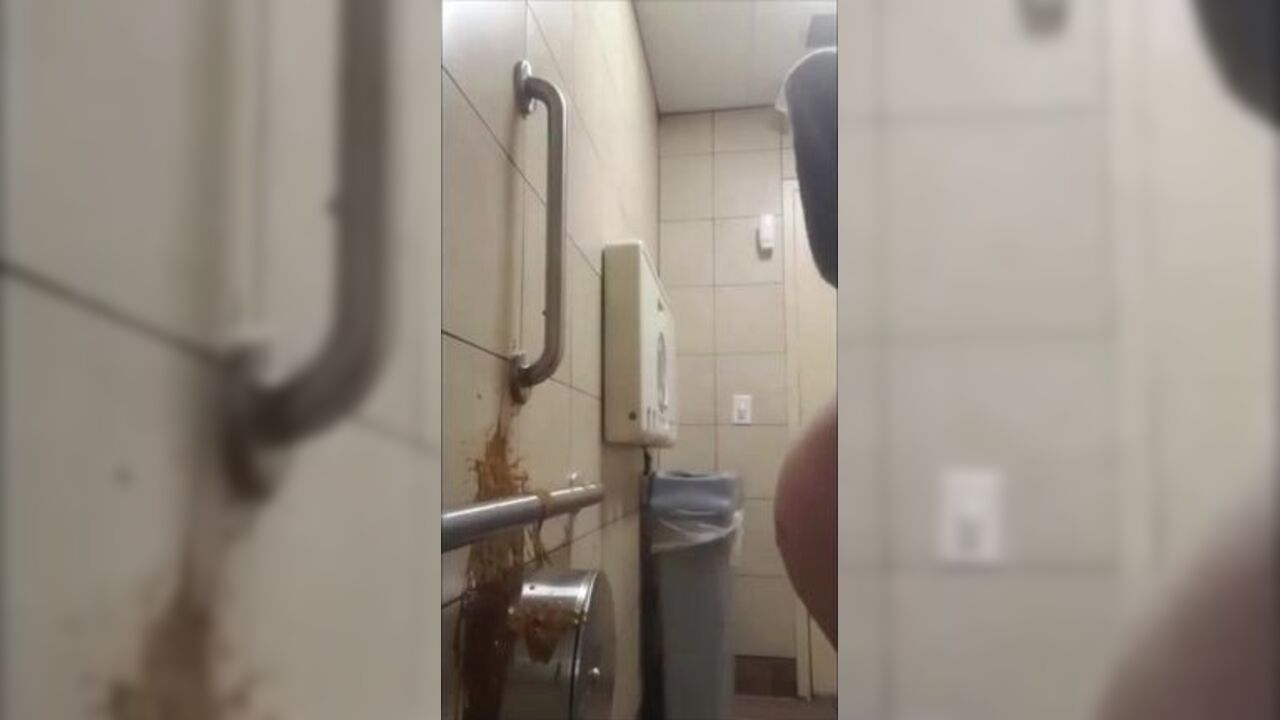 Watch a scat porn video with a diarrhea explosion in public bathroom