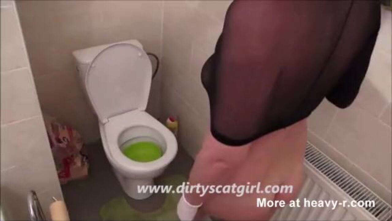Watch this filthy slut scat and gulp down every last drop of your hard cock