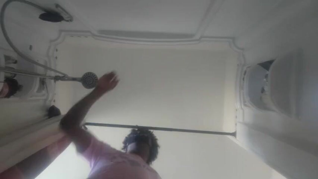 Watch this hot black twink moan in ecstasy while getting her ass scat and piss covered in homemade POV video