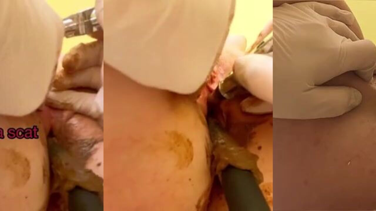 Watch this filthy slut scat up her urethra until she's completely drenched in her own urine