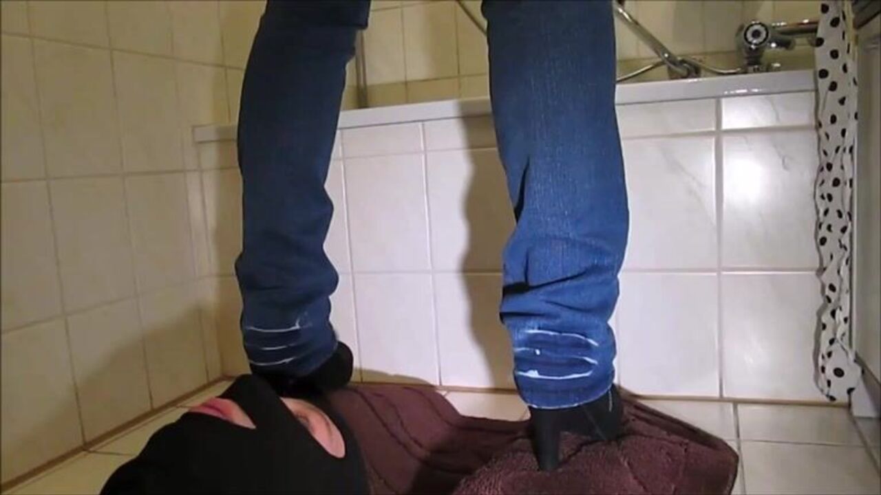 Slave gets to swallow every last drop of girl's shitting during a kinky scat video