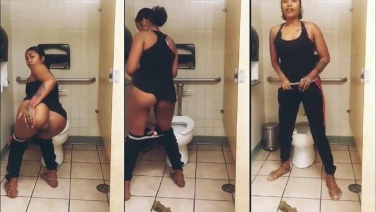 Big black girl drops a huge load in her scat video