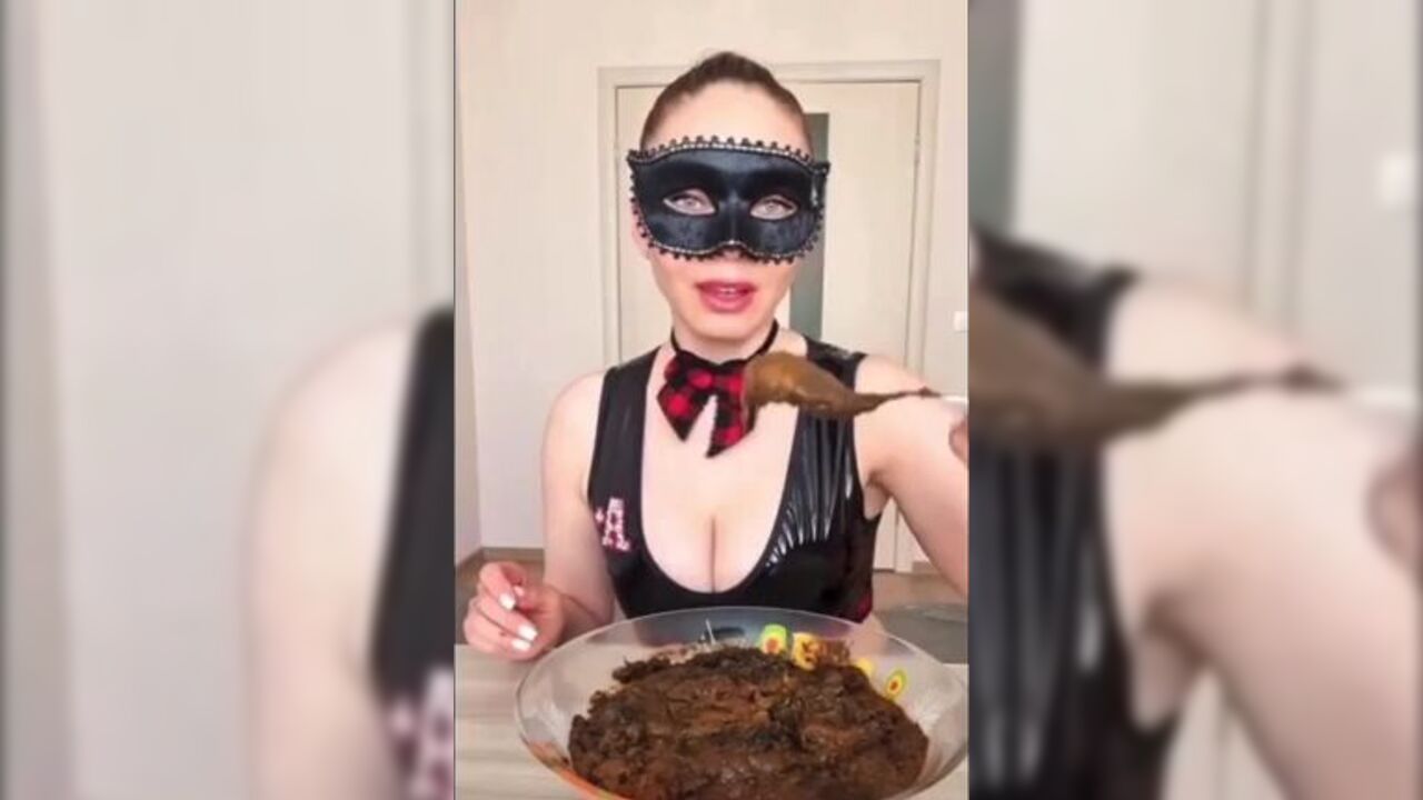 Watch this scat-loving slut devour mountains of filth and get off on it!