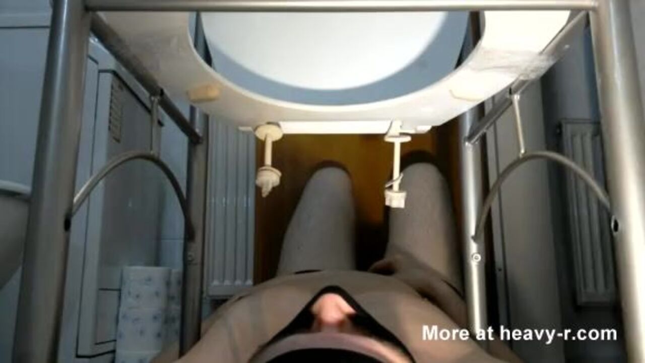 Watch this dirty slut get her big ass and mouth stuffed under toilet seat