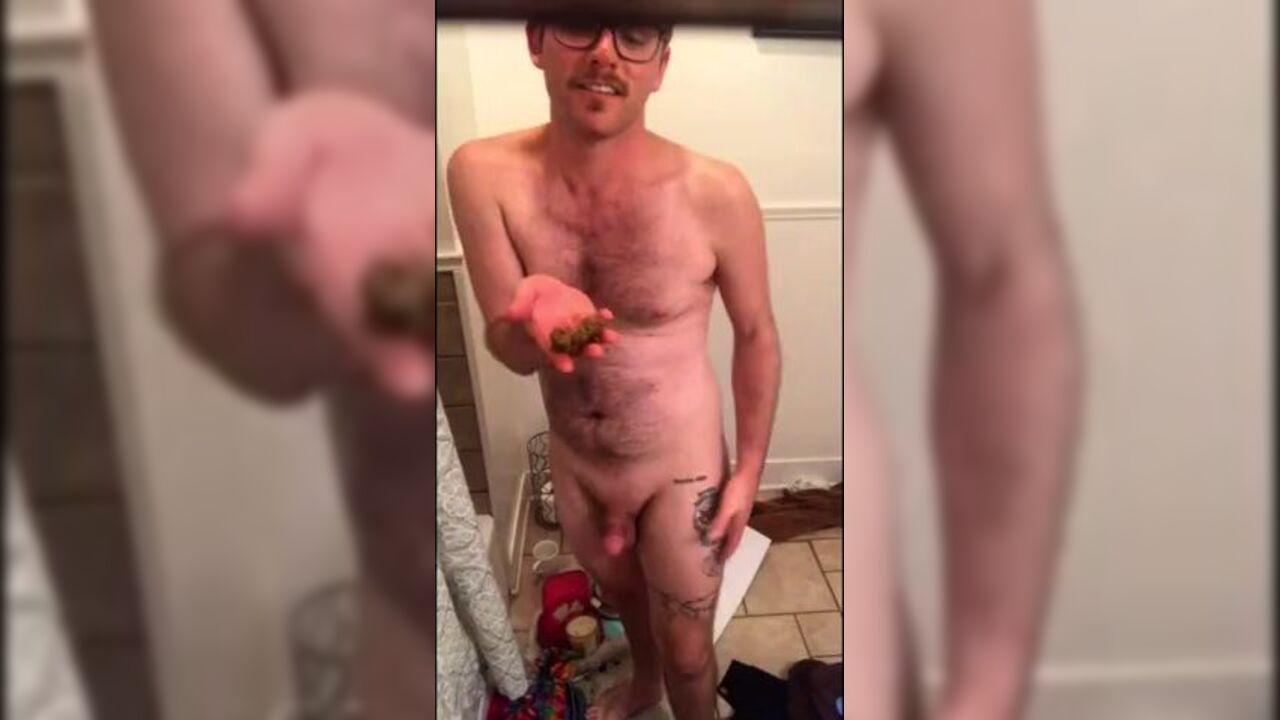 Watch this naked guy jack and smother his exposed scat with his feet!