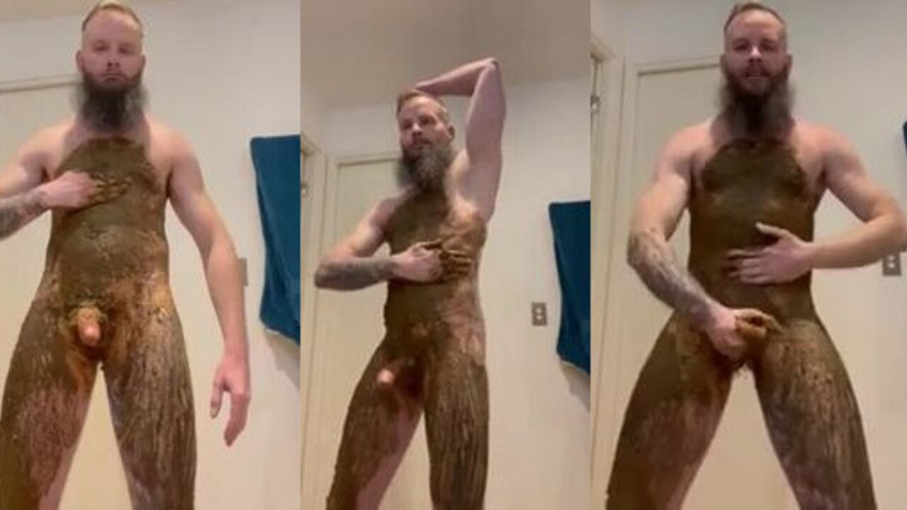 Watch this filthy pig get smeared with scat in this filthy video