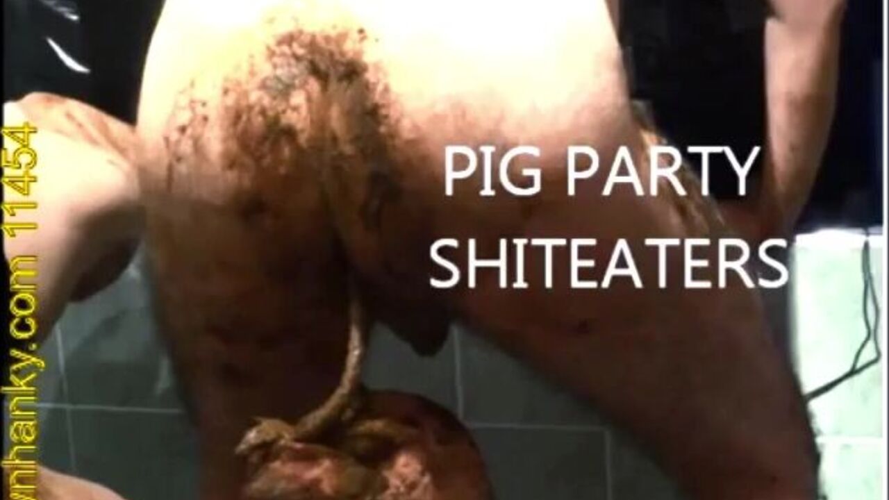 Watch as scat-loving pig sluts get down and dirty in a wild party of scat-eating and scat-fucking