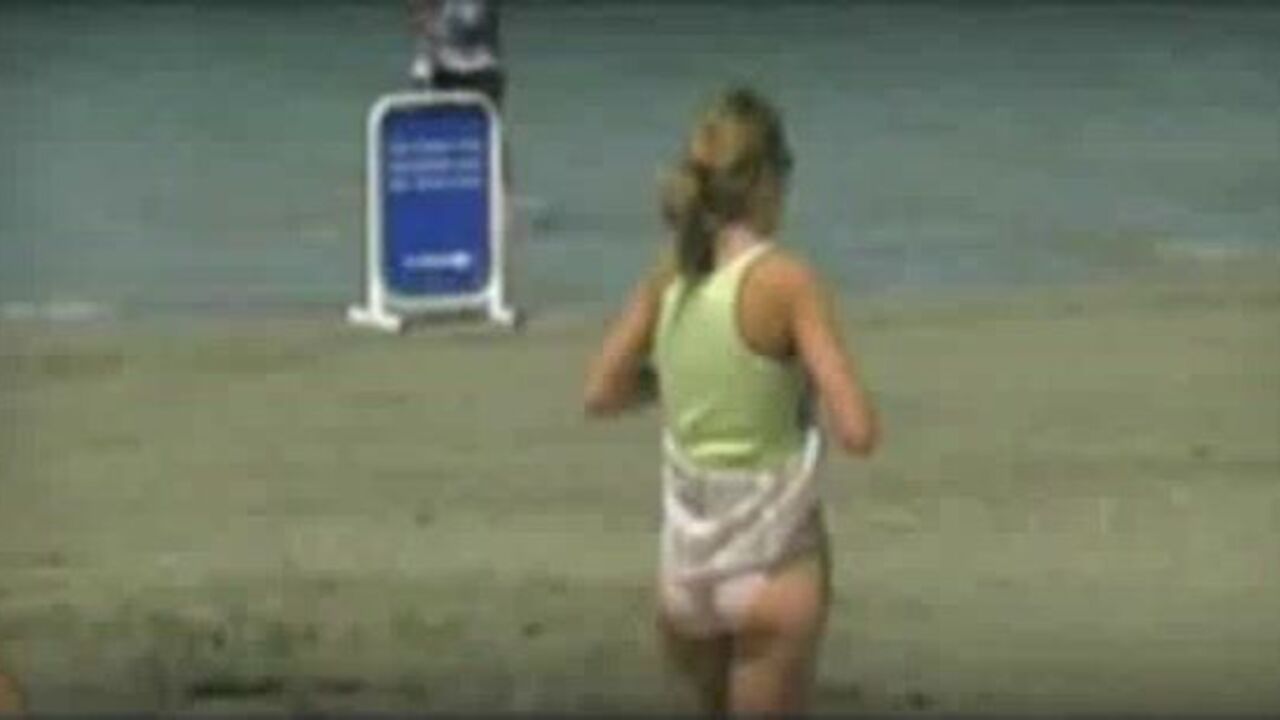 Ibiza beach babes get their butts filled with pee and poops