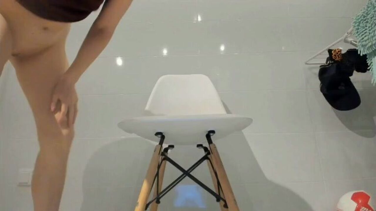 Watch as this dirty slut gets her pussy and ass on the chair like a filthy slut