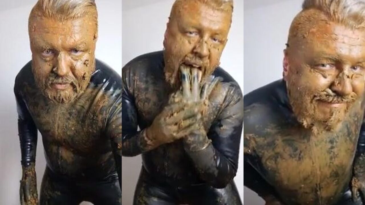 I'm filthy and I'm kinky, so I'm wearing rubber gloves and scatting around in it