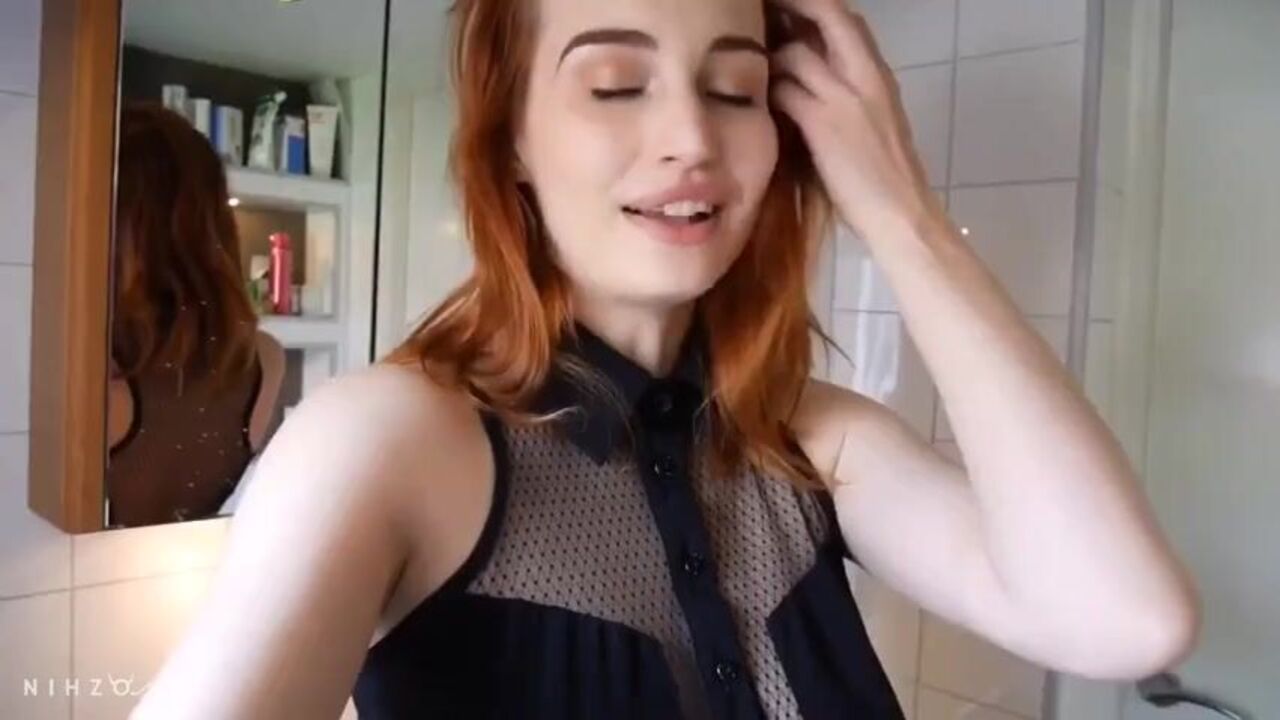 Sexy redhead slut gets her tits and ass pooped while shitting in the toilet