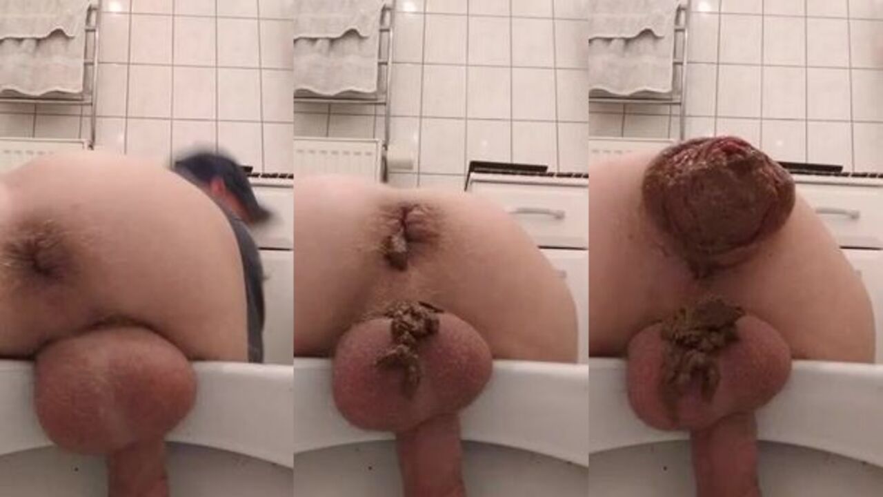 Watch this kinky rosebud scat get splattered in the toilet