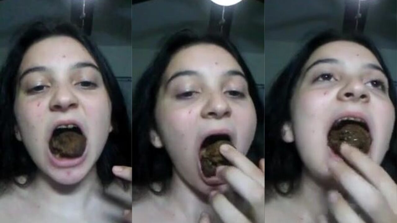 Watch this young slut devour her own turd like a pro in her own filthy video