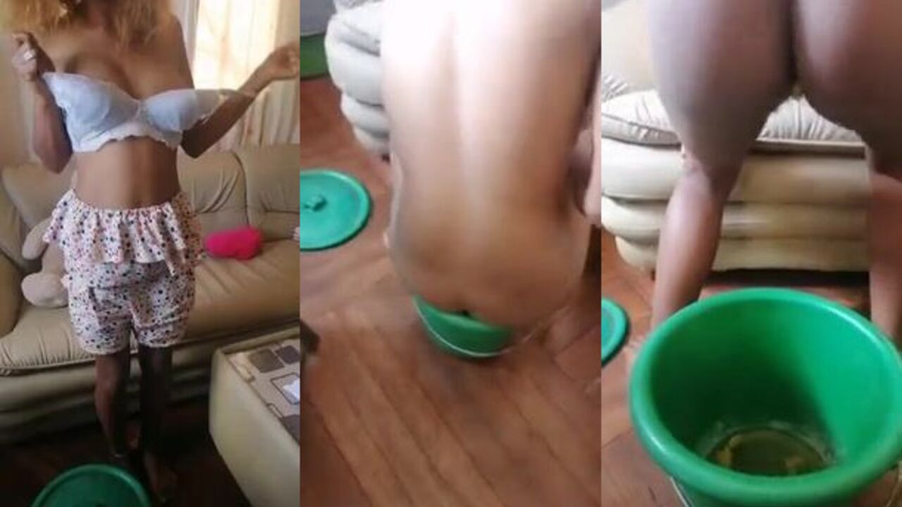 Watch this hot ebony goddess strip & show off her scat forces in a filthy bucket