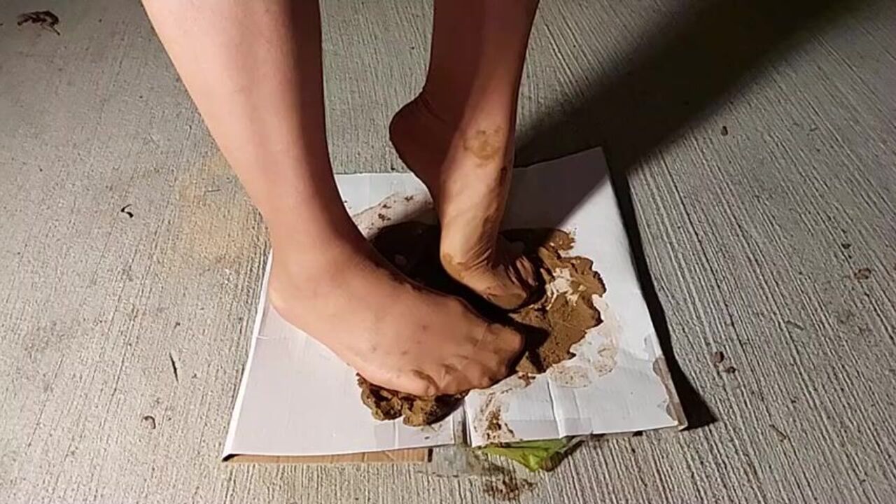 Messy Dog butt cake Nylons Feets play with scat & dirt feets in pantyhose