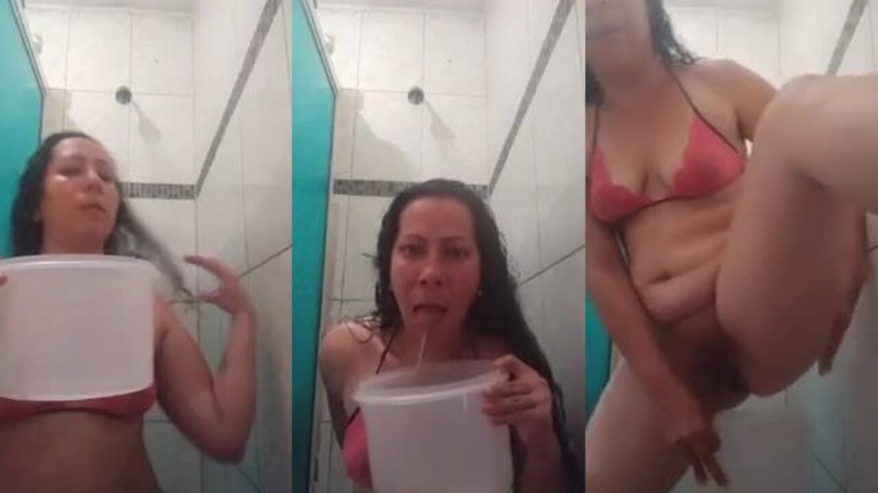 Submissive amateur slave begs for more and more while getting drenched in pee