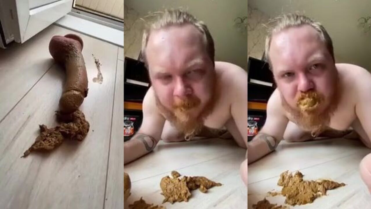 Chubby piggy gets down and dirty with his own filth