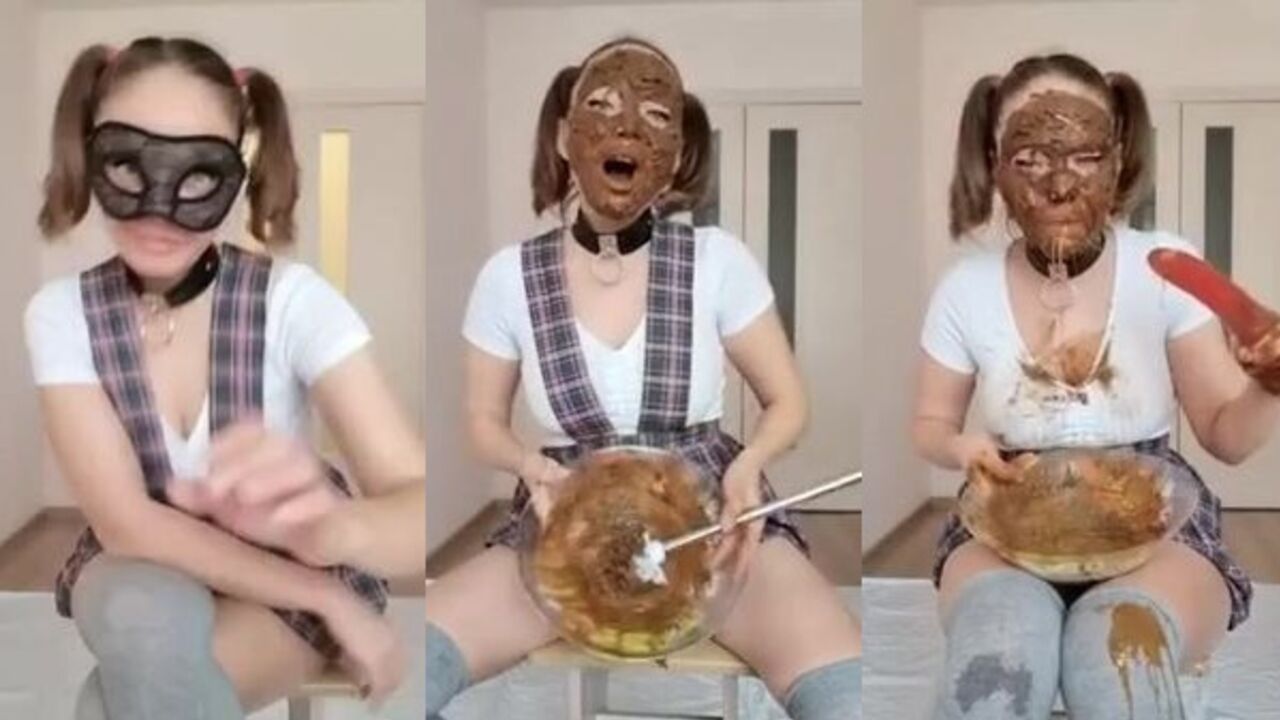 Watch this crazy Scat Freak get freaky with her scat and eat it all up!