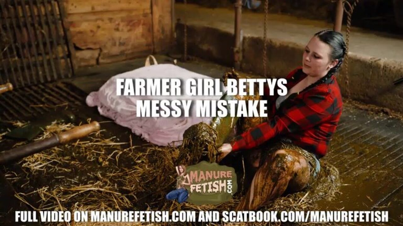 Betty's filthy mistake: bathing in cowshit while getting her scat pussied