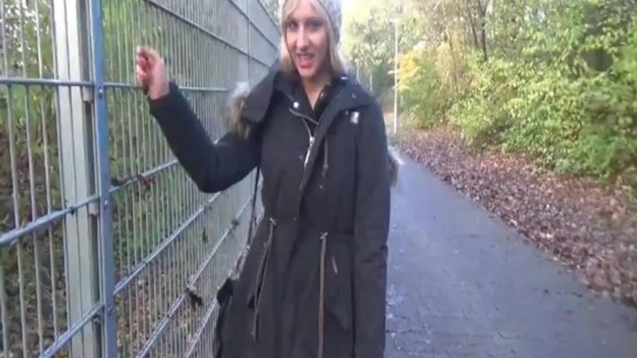 Watch this filthy slut get wild in public pissing action