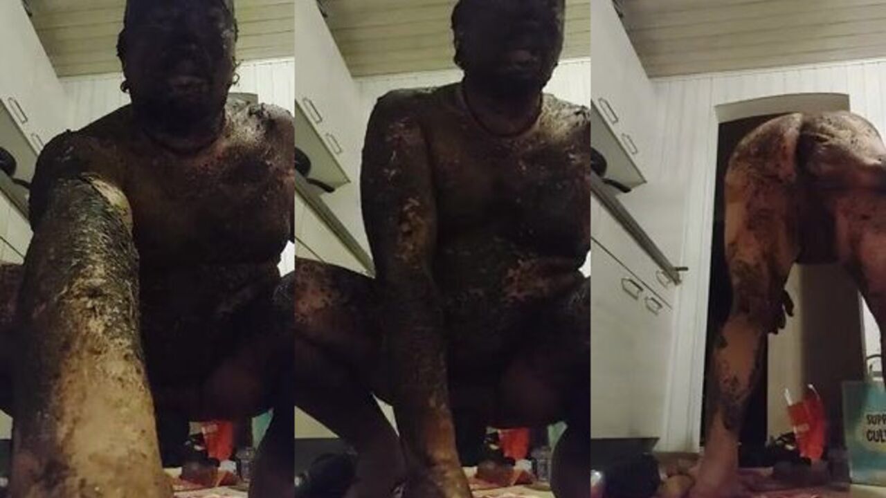 Watch Scat's smeared-up face as he watches hot guys play with him in the dark